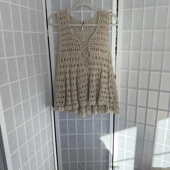 Free People Cream Knit Tank Top - Picture 4 of 7